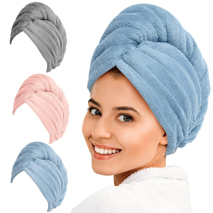 Lisslune | Microfiber Hair Towel Set | 3 Pack for Quick Drying