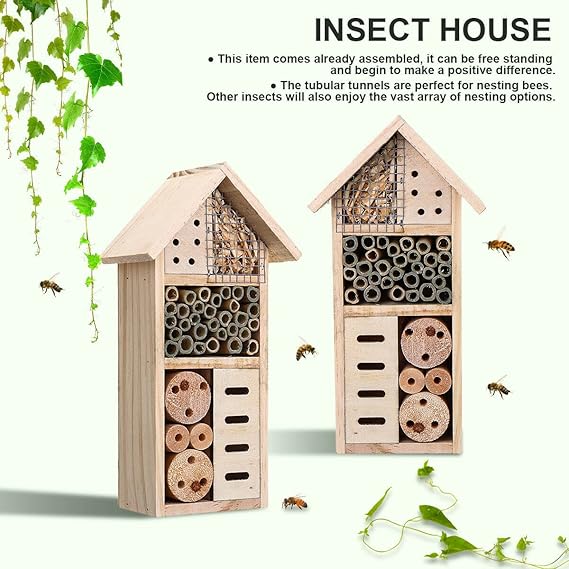 Lisslune | Insect house made of wood – Bee and insect friendly habitat for garden and terrace