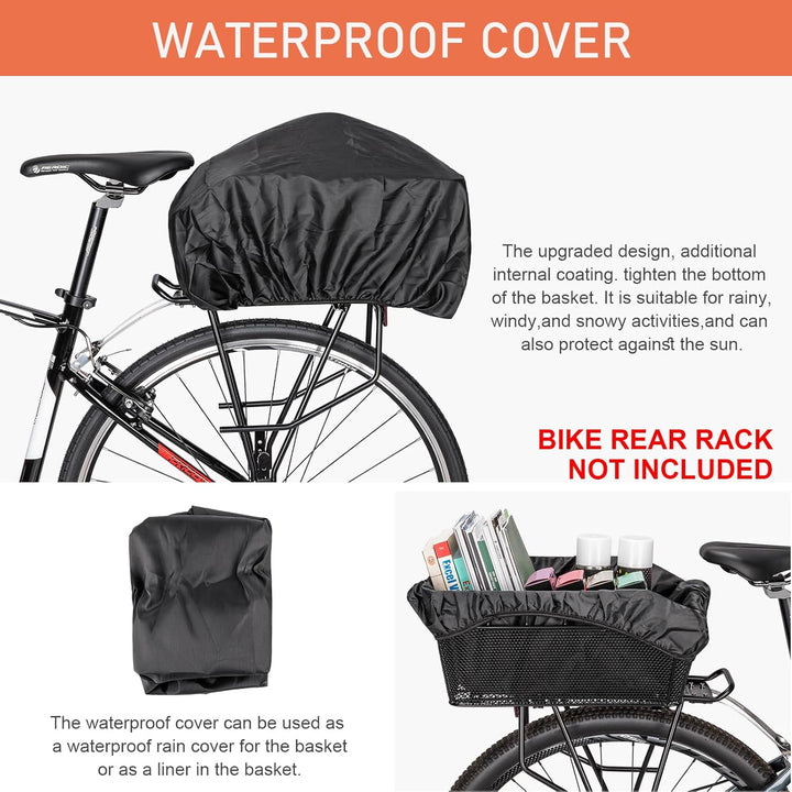Lisslune | Large Rear Bike Basket with Cargo Net & Waterproof Cover – Orvian