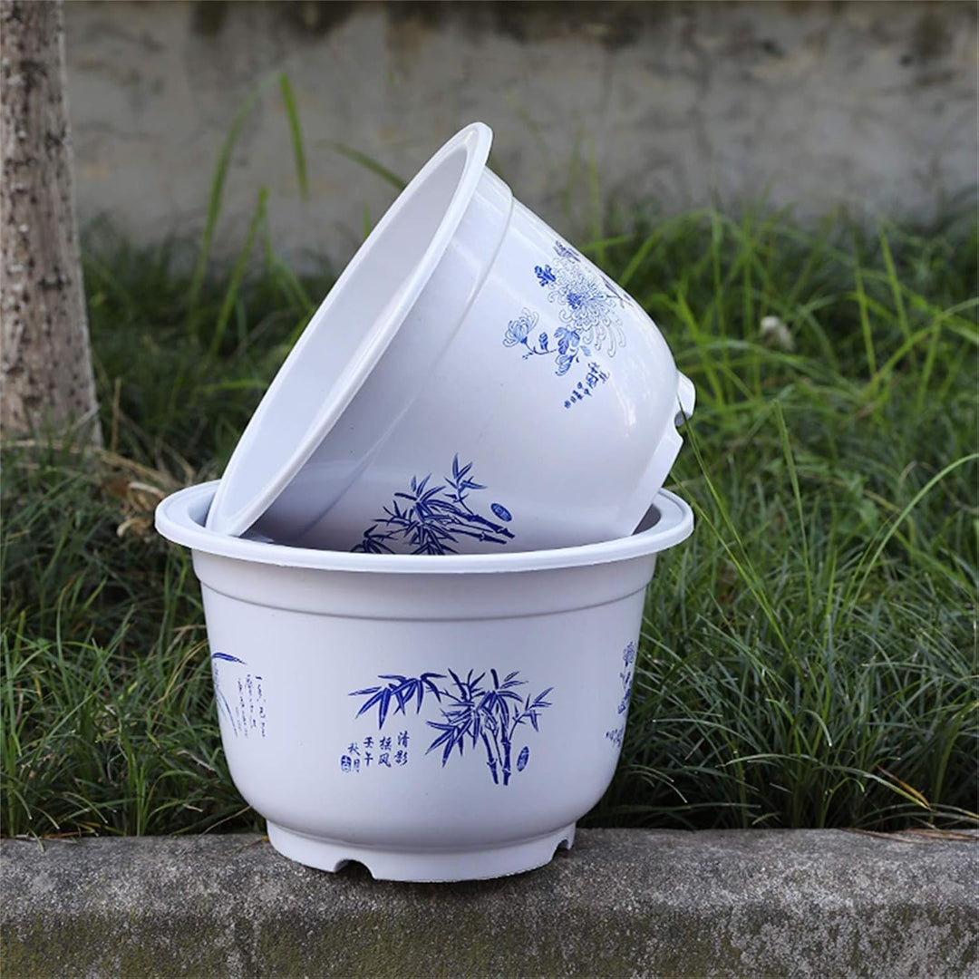 Lisslune | Plastic flower pot with bamboo motif – Elegant planter for balcony and garden