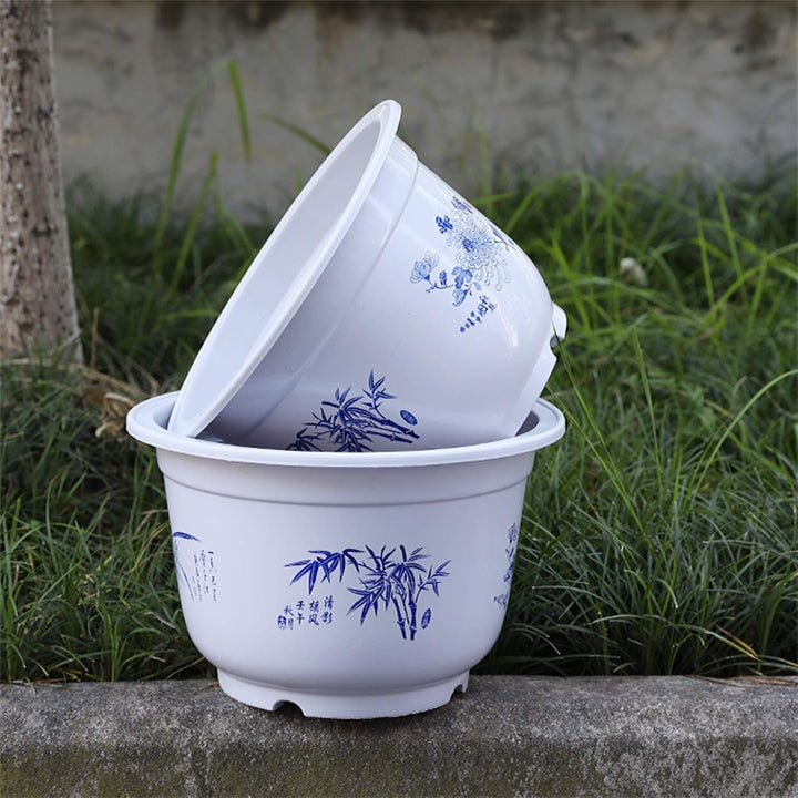 Lisslune | Plastic flower pot with bamboo motif – Elegant planter for balcony and garden