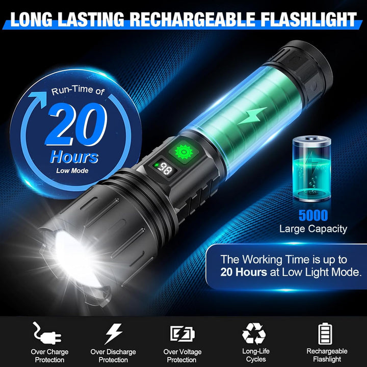 Lisslune | 100000 Lumen Tactical Flashlight | World's Brightest High-Powered Torch