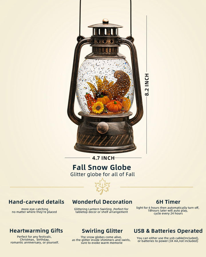 Lisslune | Autumn Gloss Decorative Lamp with Pumpkins – Warm LED Light and 6-Hour Timer