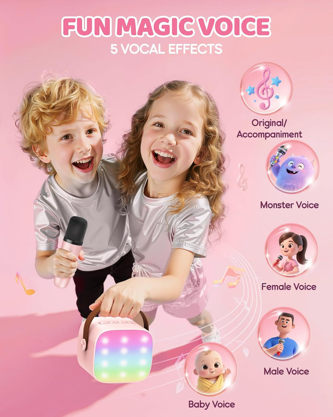 Lisslune | Portable Mini Karaoke Machine with Bluetooth Speaker & 2 Wireless Mics – Veylo