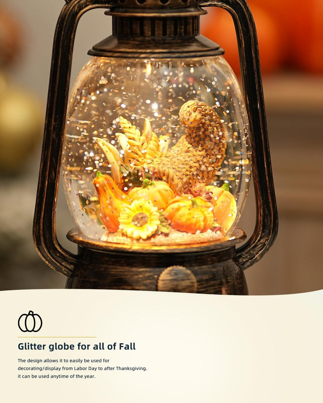 Lisslune | Autumn Gloss Decorative Lamp with Pumpkins – Warm LED Light and 6-Hour Timer