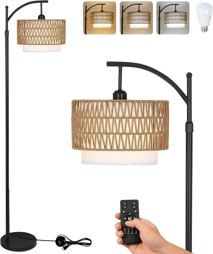 Lisslune | Arc Floor Lamp with Remote Control & Dual Shades – Norvella