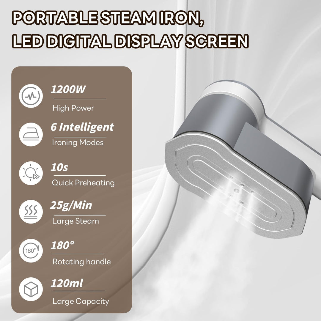 Lisslune | Portable Travel Steamer Iron 1200W with 6 Modes and AU Plug