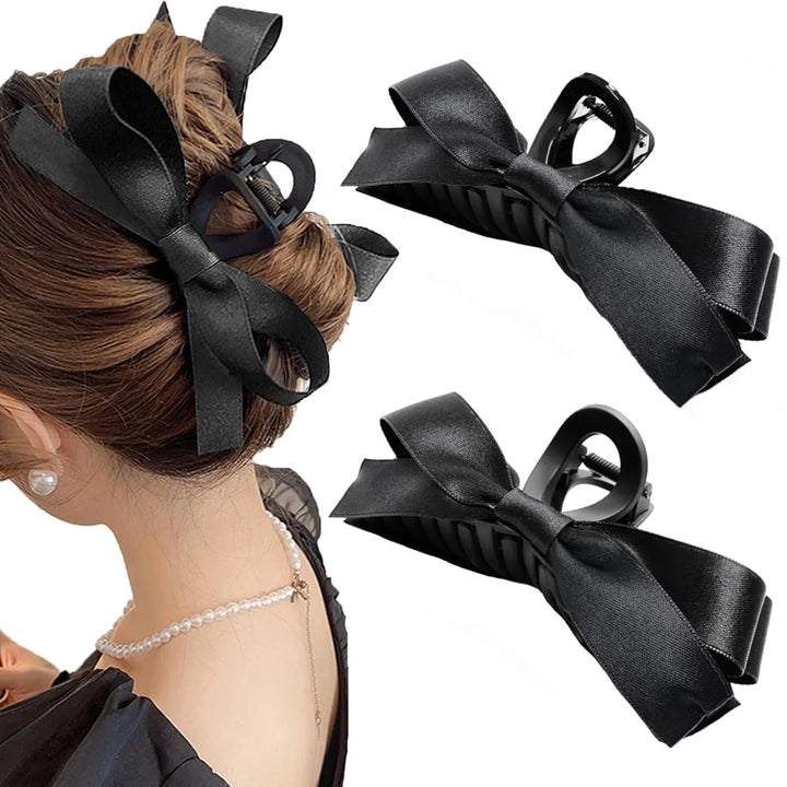 Lisslune | Large Hair Clips with Satin Bows