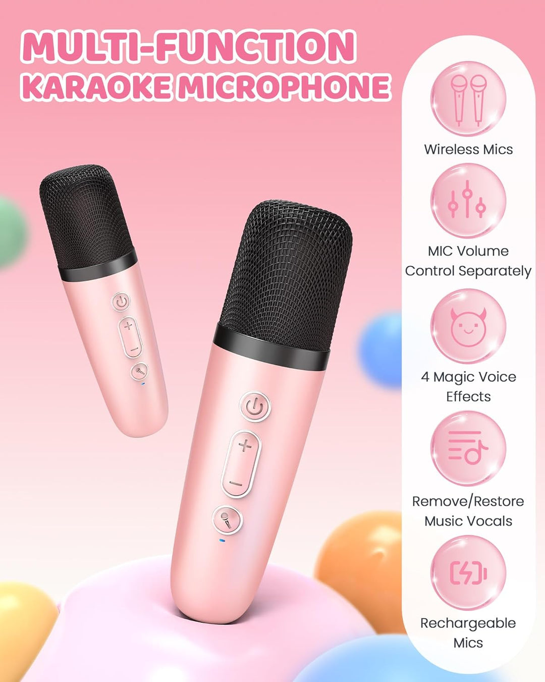 Lisslune | Portable Mini Karaoke Machine with Bluetooth Speaker & 2 Wireless Mics – Veylo