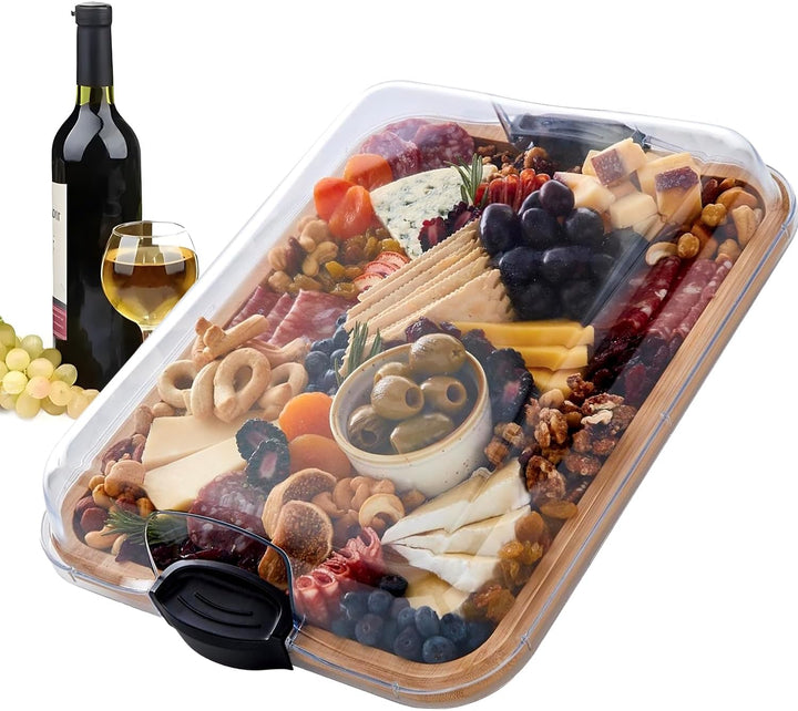 Lisslune | Bamboo Charcuterie Serving Board with Locking Clear Lid – Savorya