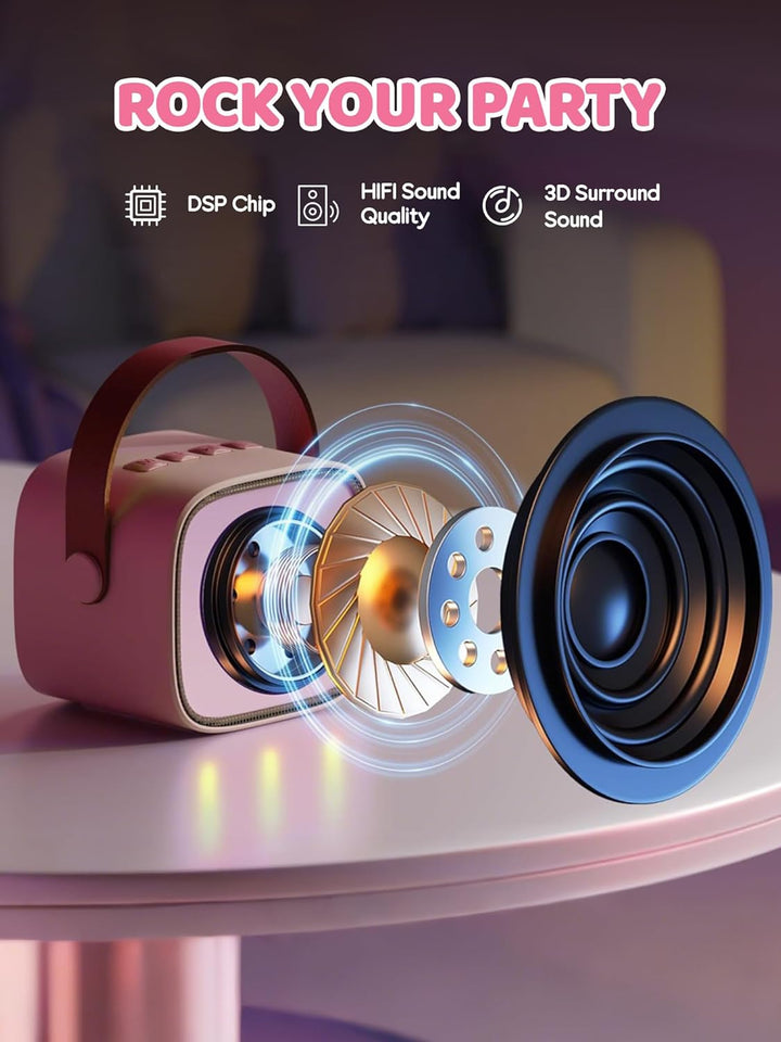 Lisslune | Portable Mini Karaoke Machine with Bluetooth Speaker & 2 Wireless Mics – Veylo