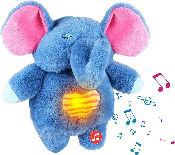 Lisslune | Sovetryg Plush Elephant – Soothing Cuddly Toy with Breathing, Light, and Sounds
