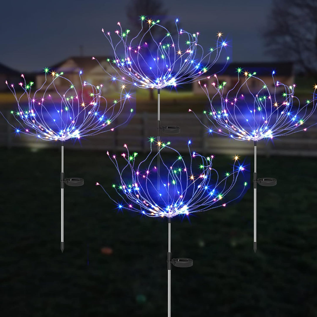 Lisslune | 4 Piece Solar Firework Garden Lights - Weatherproof LED Decorative Lighting, Solar Energy for Garden and Patio