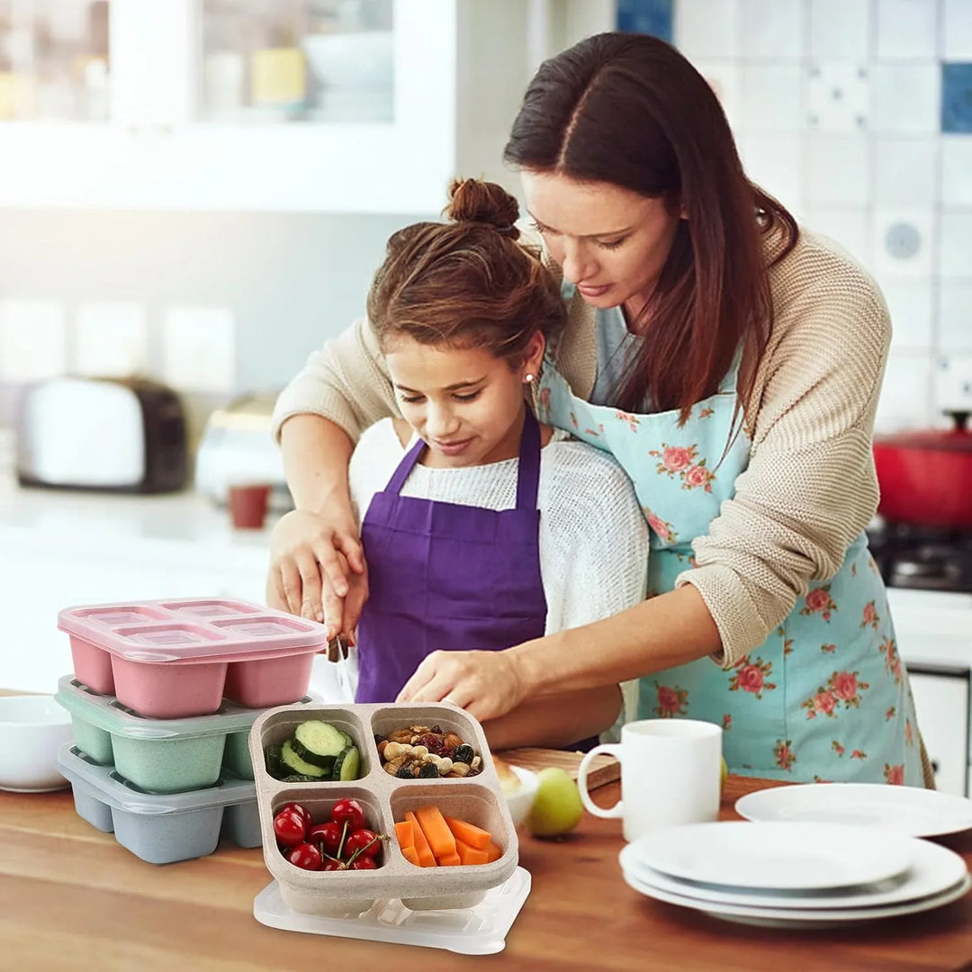 Lisslune | Bento-Style 4-Compartment Meal Prep Boxes in 4-Pack – Sustainable and Practical