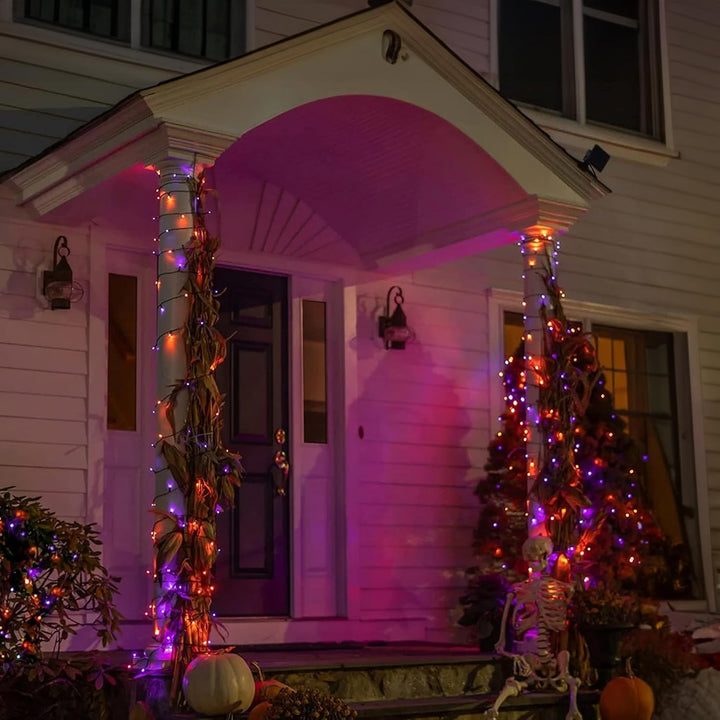 Lisslune | Halloween LED String Lights – Purple and Orange Fairy Lights for Outdoor Terrace, Garden, Street, Home, Christmas, and Party Decor