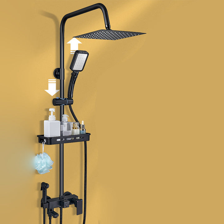 Lisslune | Shower System Wall Mount Adjustable Spray Pattern Shower Arm Shower Set with Shower Hose