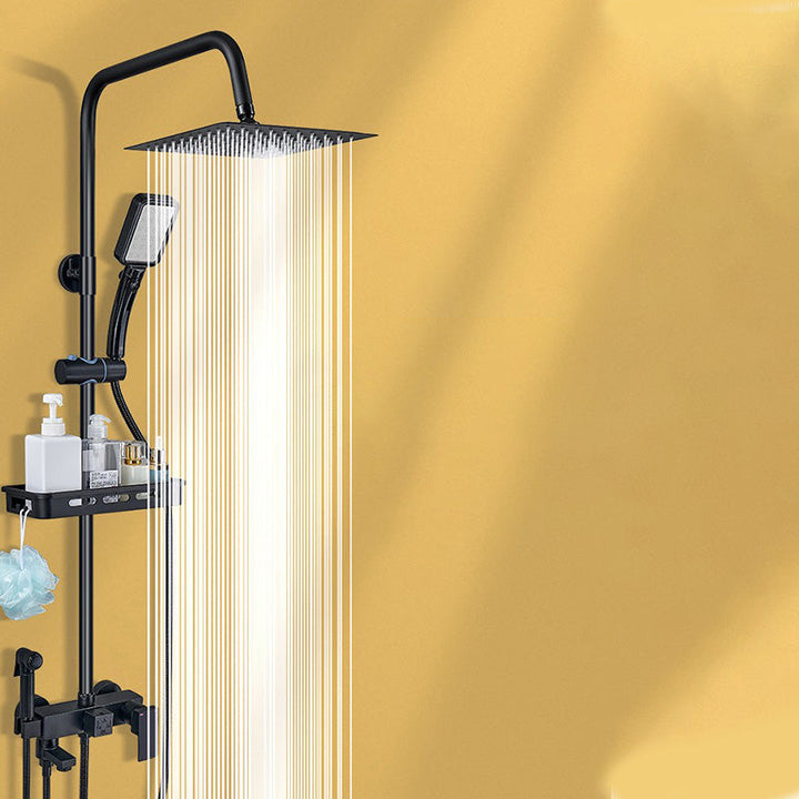 Lisslune | Shower System Wall Mount Adjustable Spray Pattern Shower Arm Shower Set with Shower Hose
