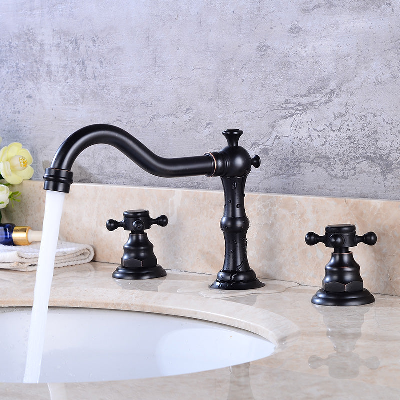 Lisslune | Widespread bathroom faucet 3 holes round sink faucet