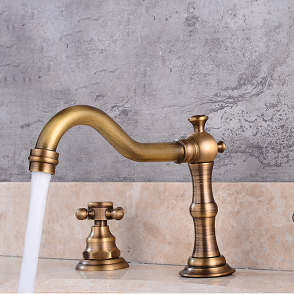 Lisslune | Widespread bathroom faucet 3 holes round sink faucet