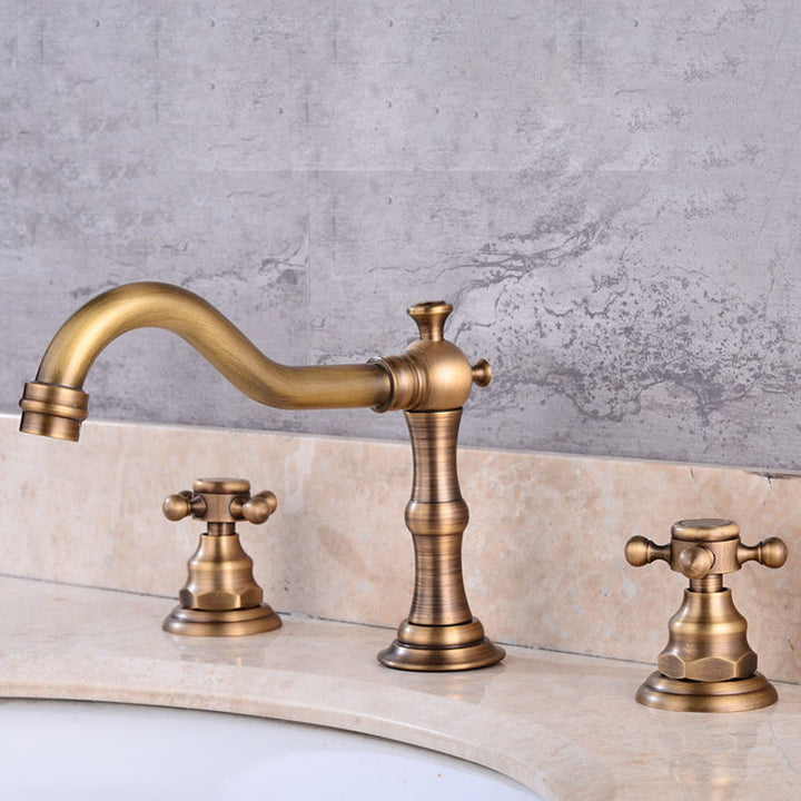 Lisslune | Widespread bathroom faucet 3 holes round sink faucet