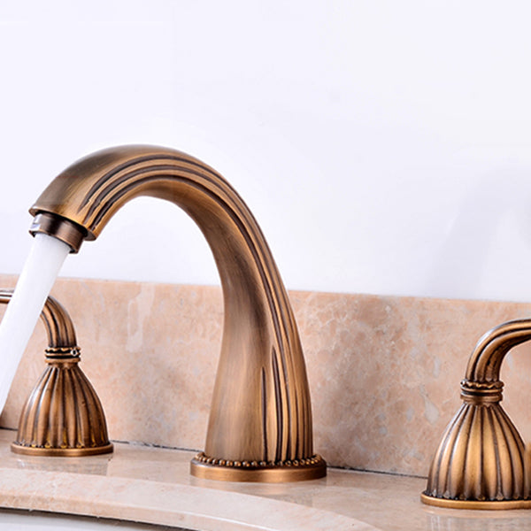 Lisslune | Widespread bathroom faucet 3 holes round sink faucet