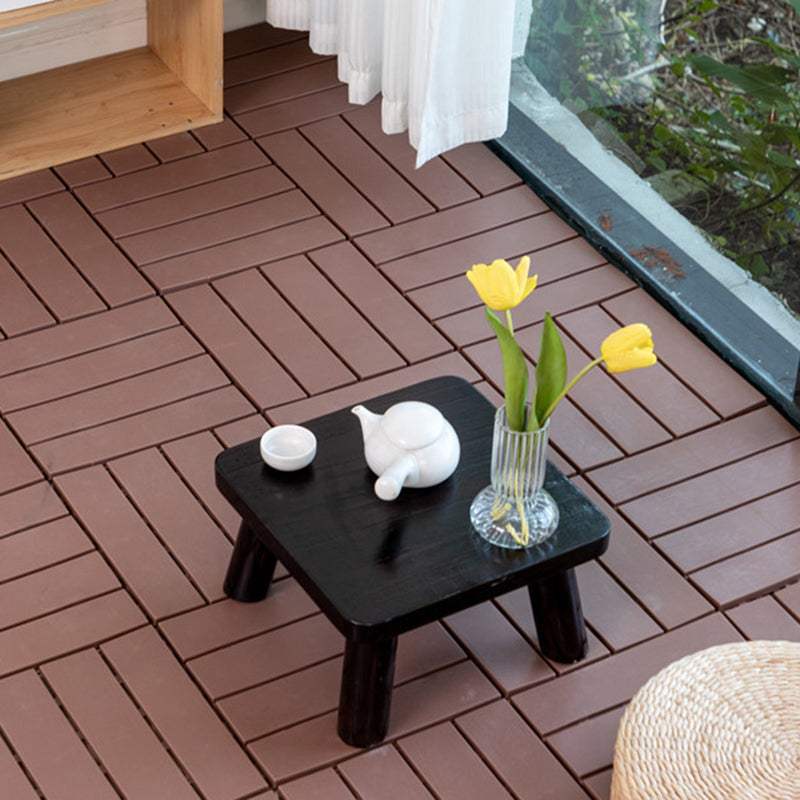 Lisslune | 30 cm X 30 cm 4-Slat Square Deck/Patio Floor Tiles Snap Fit Installation Floor Tiles
