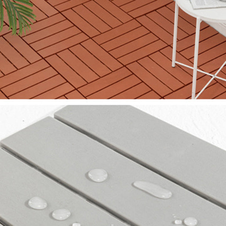 Lisslune | 30 cm X 30 cm 4-Slat Square Deck/Patio Floor Tiles Snap Fit Installation Floor Tiles