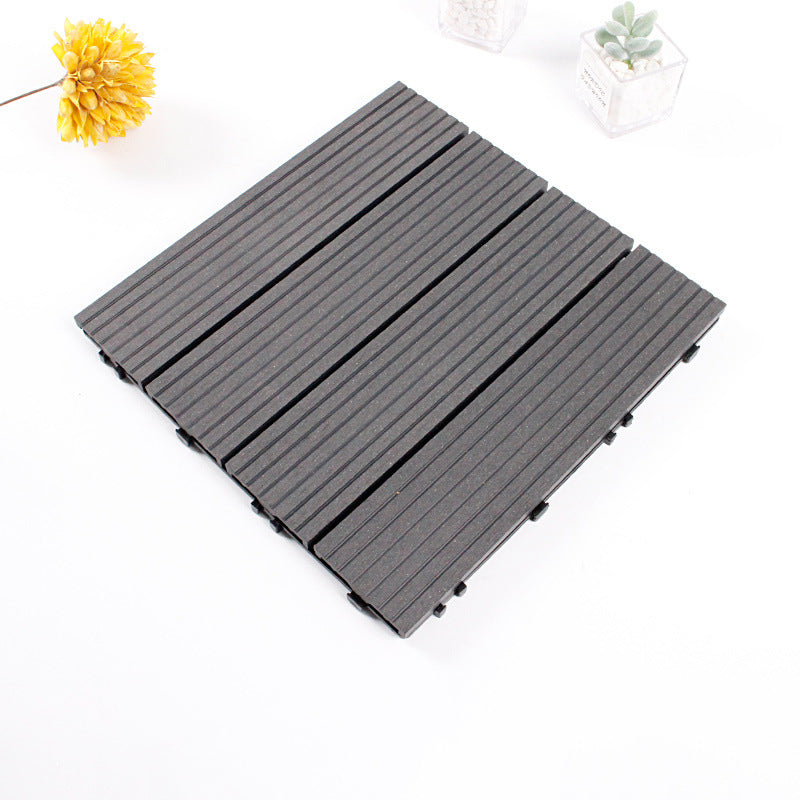Lisslune | 12" X 12" 4-Slat Square Deck/Patio Floor Tiles Snap Installation Floor Plank Tiles