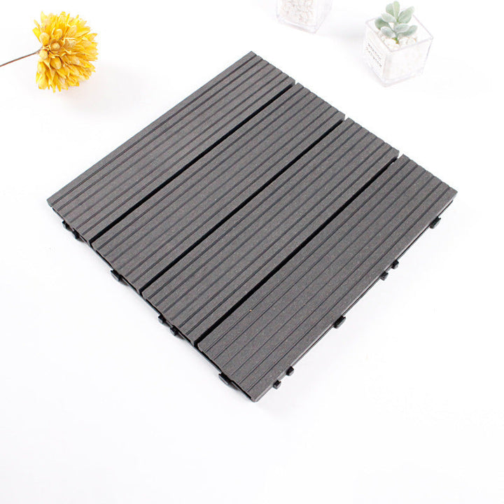 Lisslune | 12" X 12" 4-Slat Square Deck/Patio Floor Tiles Snap Installation Floor Plank Tiles