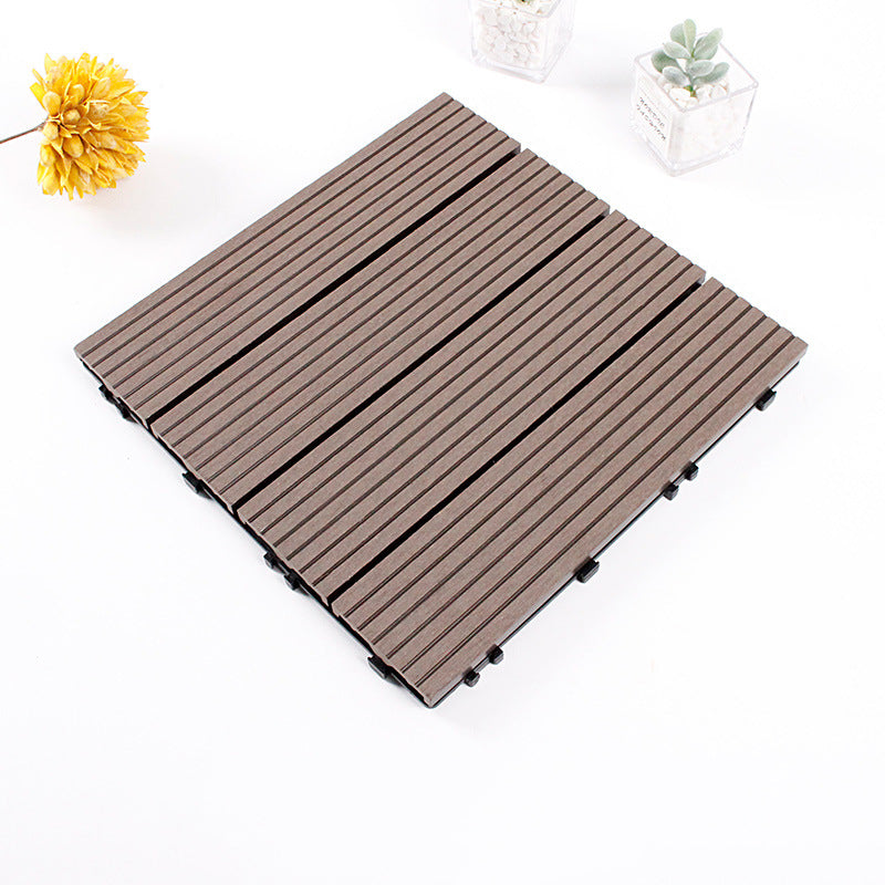 Lisslune | 12" X 12" 4-Slat Square Deck/Patio Floor Tiles Snap Installation Floor Plank Tiles