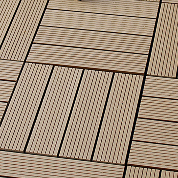 Lisslune | 12" X 12" 4-Slat Square Deck/Patio Floor Tiles Snap Installation Floor Plank Tiles