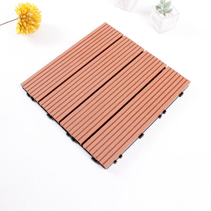 Lisslune | 12" X 12" 4-Slat Square Deck/Patio Floor Tiles Snap Installation Floor Plank Tiles