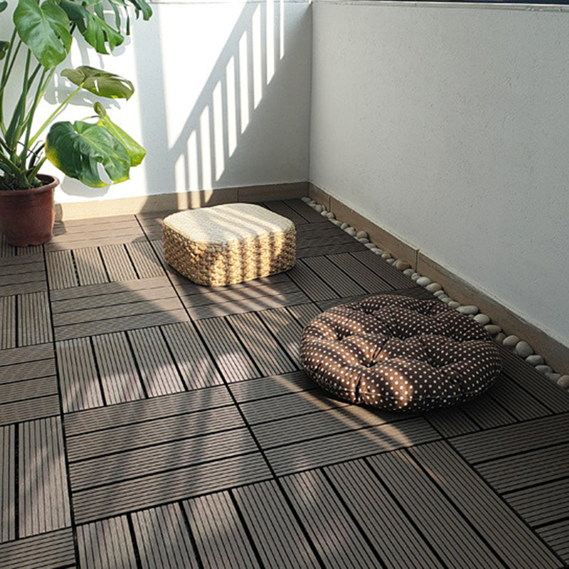 Lisslune | 12" X 12" 4-Slat Square Deck/Patio Floor Tiles Snap Installation Floor Plank Tiles