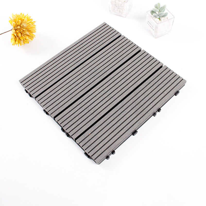 Lisslune | 12" X 12" 4-Slat Square Deck/Patio Floor Tiles Snap Installation Floor Plank Tiles