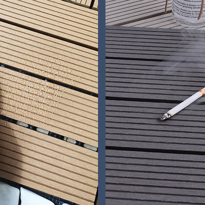 Lisslune | 12" X 12" 4-Slat Square Deck/Patio Floor Tiles Snap Installation Floor Plank Tiles