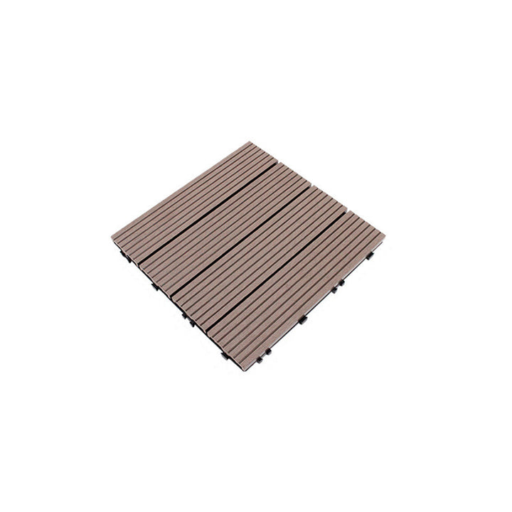 Lisslune | 12" X 12" 4-Slat Square Deck/Patio Floor Tiles Snap Installation Floor Plank Tiles