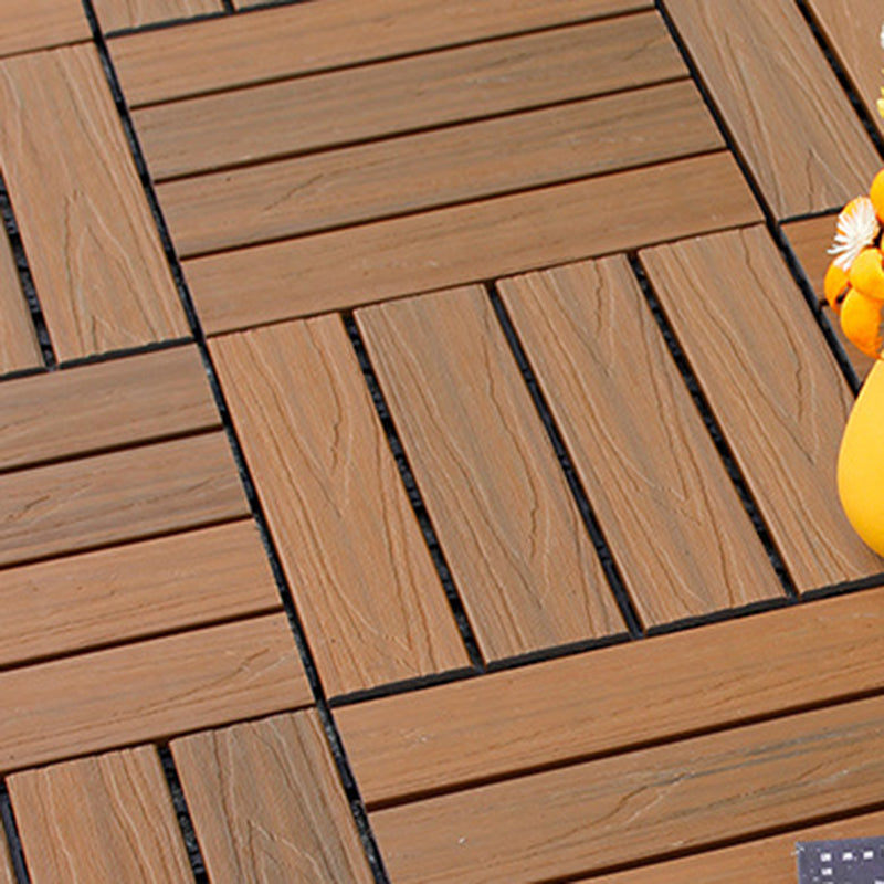 Lisslune | 12" X 12" 4-Slat Square PVC Floor Tiles With Interlocking Installation Floor Plates Tiles