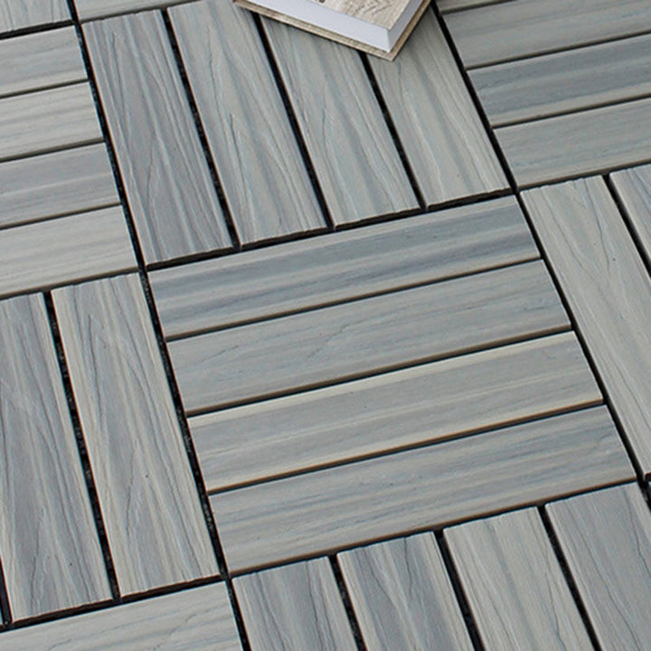 Lisslune | 12" X 12" 4-Slat Square PVC Floor Tiles With Interlocking Installation Floor Plates Tiles