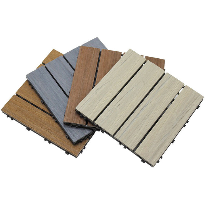 Lisslune | 12" X 12" 4-Slat Square PVC Floor Tiles With Interlocking Installation Floor Plates Tiles