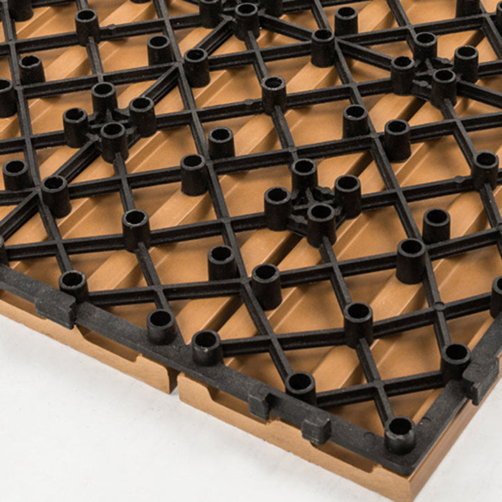 Lisslune | 12" X 12" 4-Slat Square PVC Floor Tiles With Interlocking Installation Floor Plates Tiles