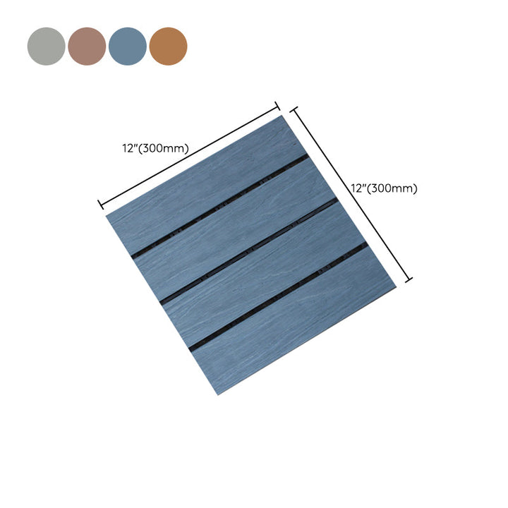 Lisslune | 12" X 12" 4-Slat Square PVC Floor Tiles With Interlocking Installation Floor Plates Tiles