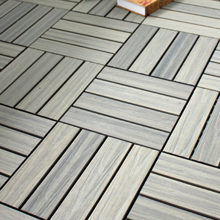 Lisslune | 12" X 12" 4-Slat Square PVC Floor Tiles Snap-Fit Installation Floor Tiles