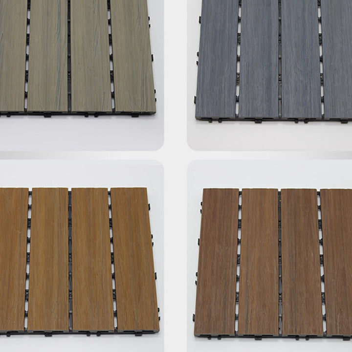 Lisslune | 12" X 12" 4-Slat Square PVC Floor Tiles Snap-Fit Installation Floor Tiles