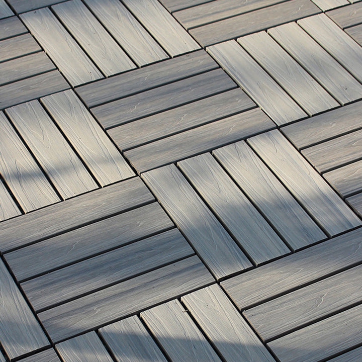 Lisslune | 12" X 12" 4-Slat Square PVC Floor Tiles Snap-Fit Installation Floor Tiles