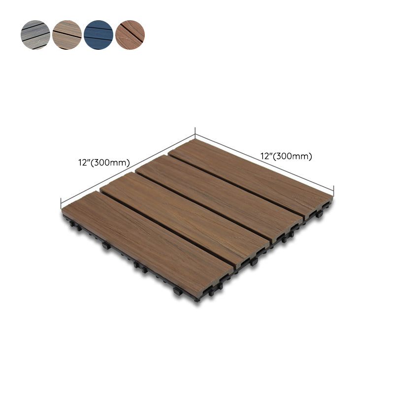 Lisslune | 12" X 12" 4-Slat Square PVC Floor Tiles Snap-Fit Installation Floor Tiles