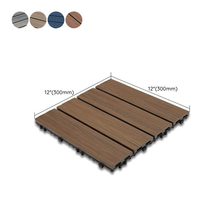 Lisslune | 12" X 12" 4-Slat Square PVC Floor Tiles Snap-Fit Installation Floor Tiles