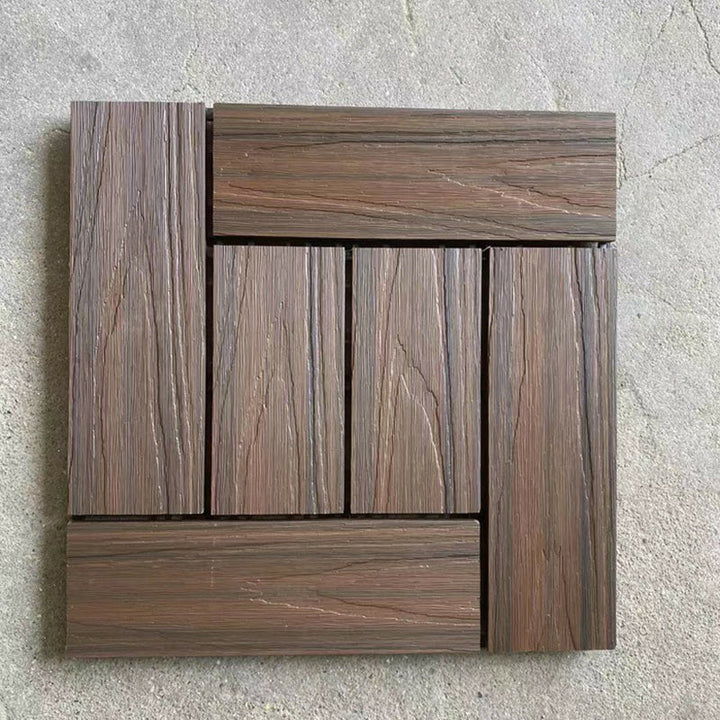 Lisslune | Composite Plank Tiles Striped Pattern Square Deck Flooring Outdoor Patio