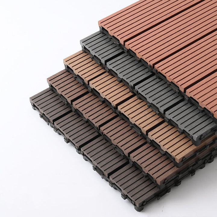 Lisslune | Composite Plank Tiles Striped Pattern Square Deck Flooring Outdoor Patio