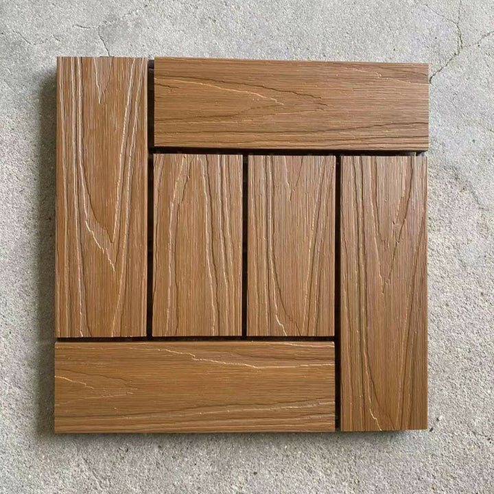 Lisslune | Composite Plank Tiles Striped Pattern Square Deck Flooring Outdoor Patio