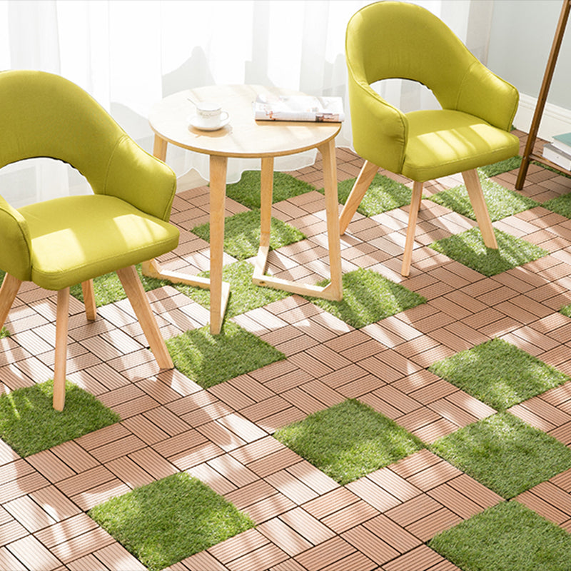 Lisslune | Composite Plank Tiles Striped Pattern Square Deck Flooring Outdoor Patio